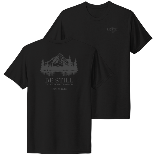 Be Still T-Shirt Black Front And Back