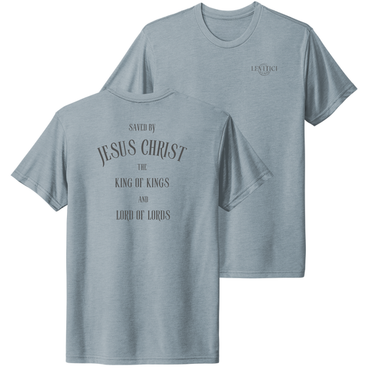 King of Kings T-Shirt Stonewashed Denim Front And Back