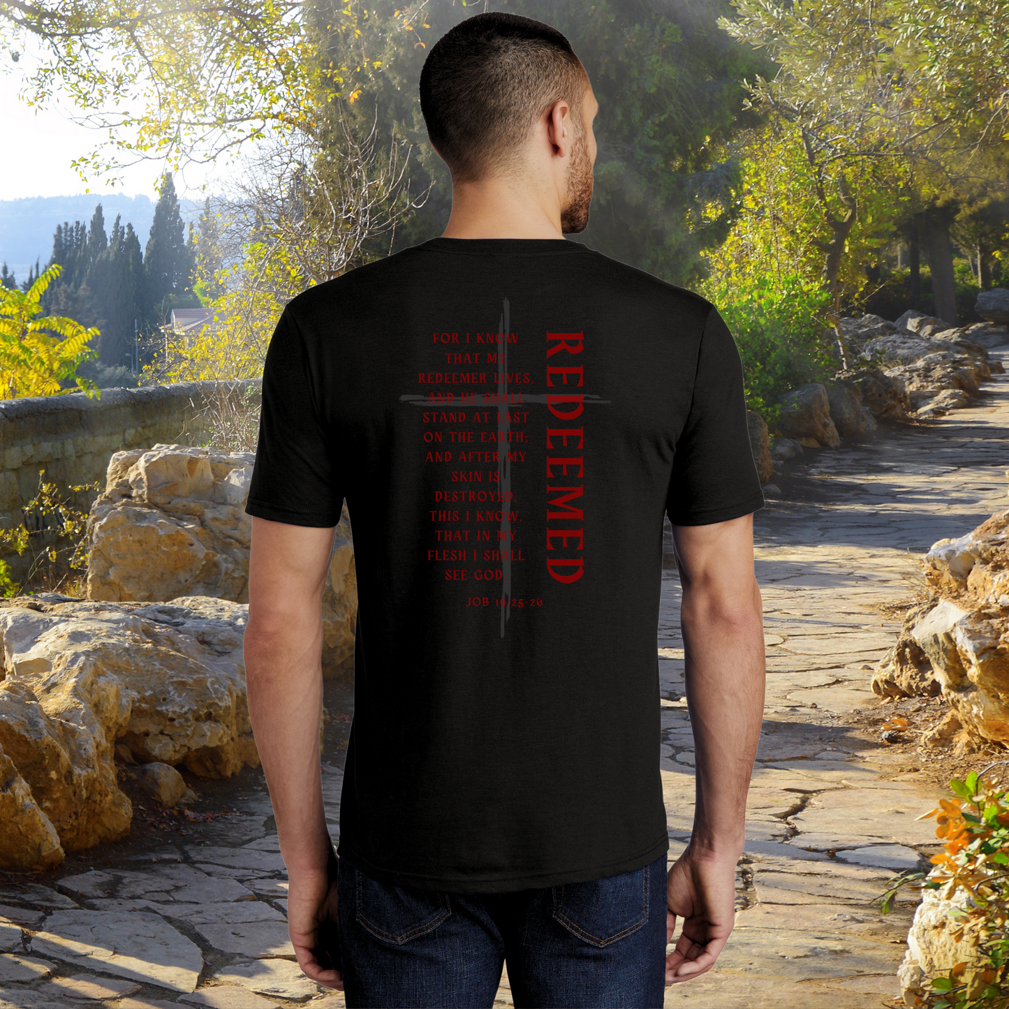 Redeemed T-Shirt Black Back on model