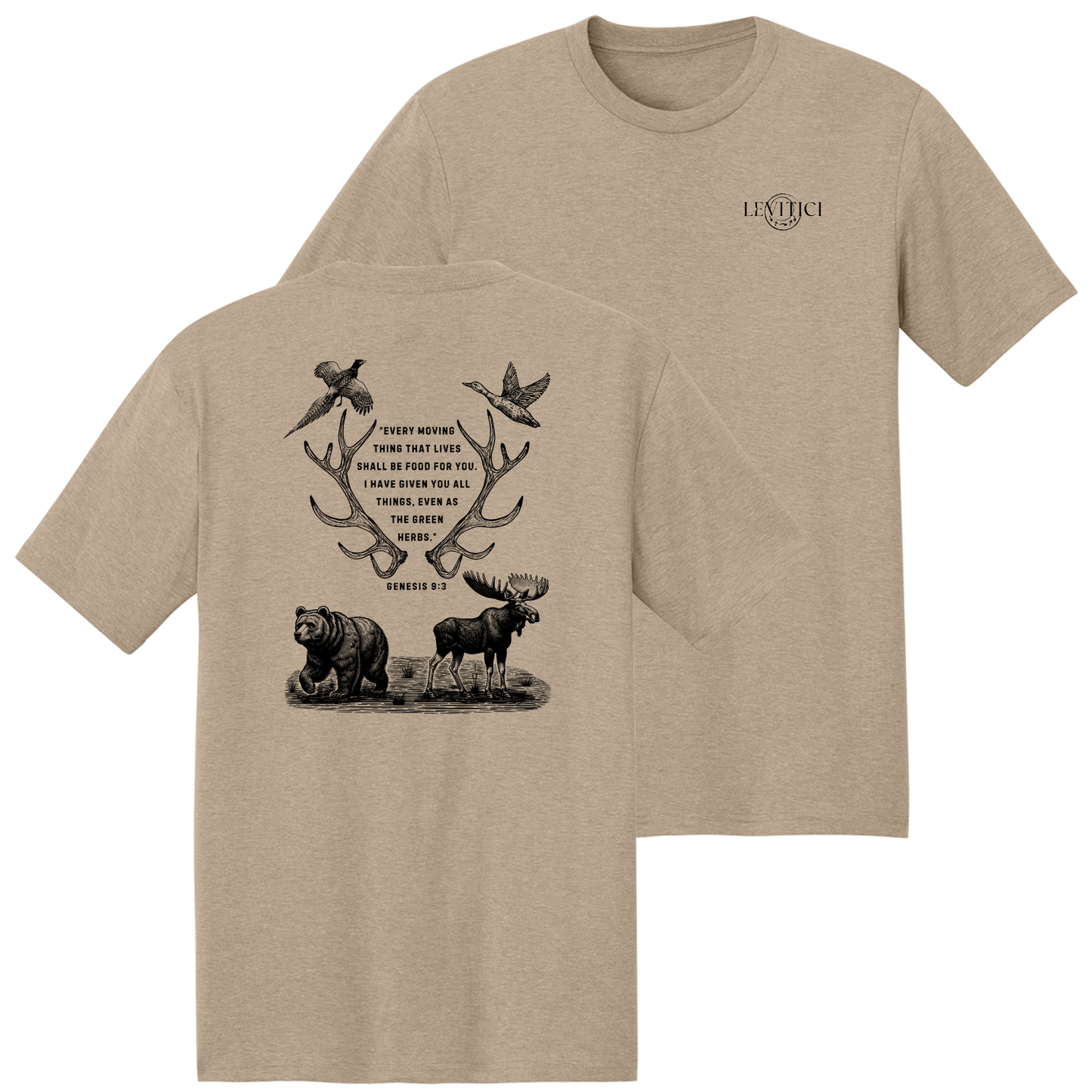Shall Be Food T-Shirt Tan Front And Back