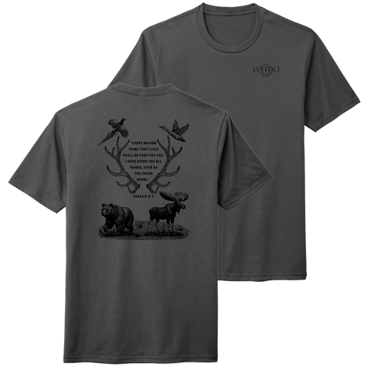 Shall Be Food T-Shirt Charcoal Gray Front And Back
