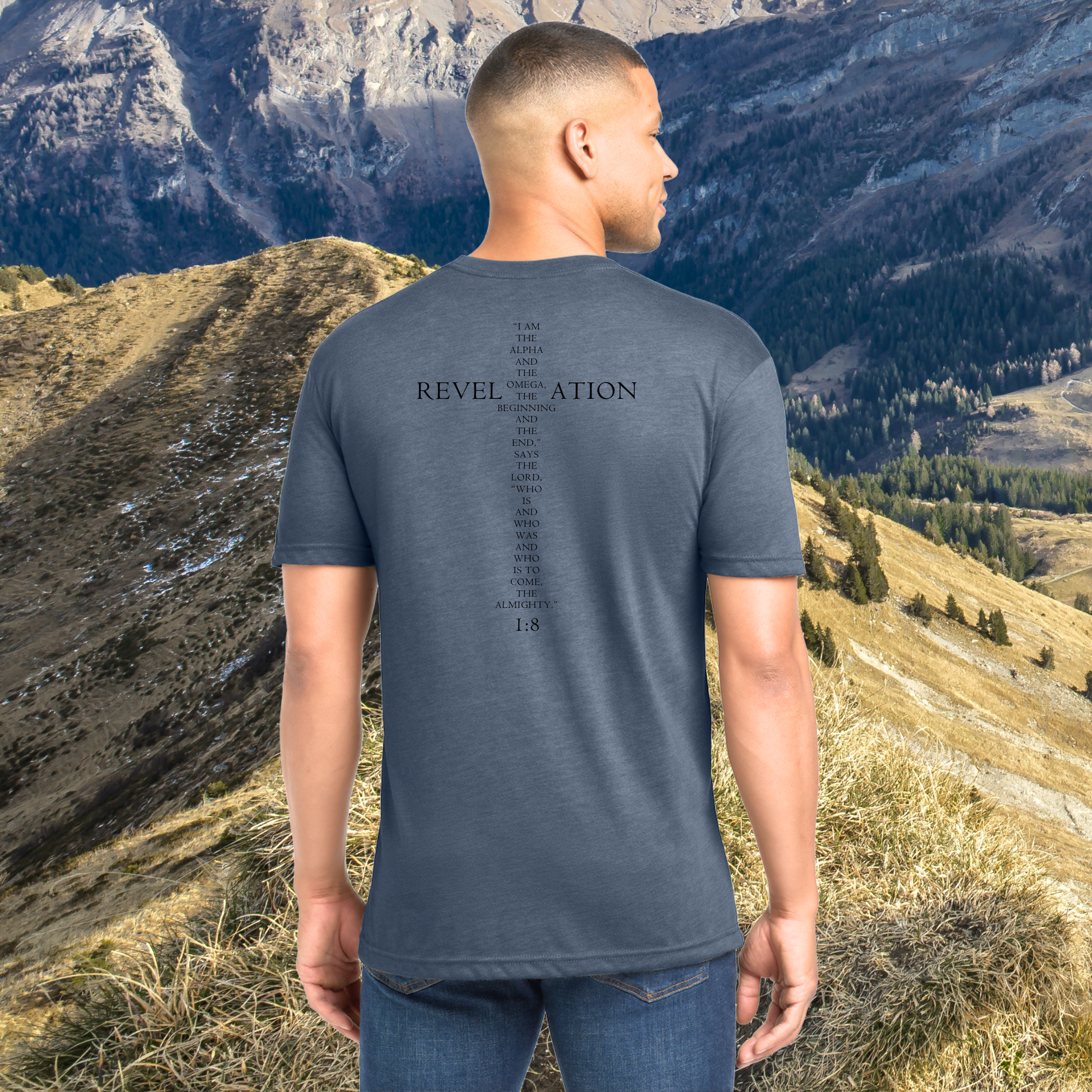 Alpha T-Shirt Legion Blue Back on model