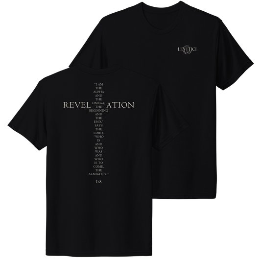 LEVITICI Black Alpha Tee Christian t-shirt front and back cream white print