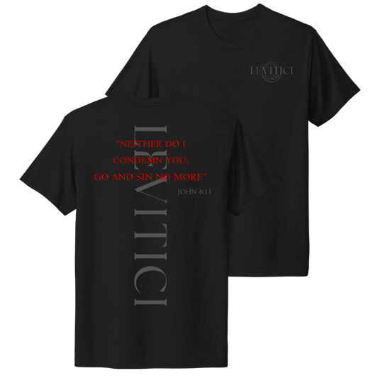 Go and Sin no more T-Shirt Black Front and Back