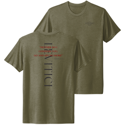 Sin No More T-Shirt Military Green Heather Front And Back