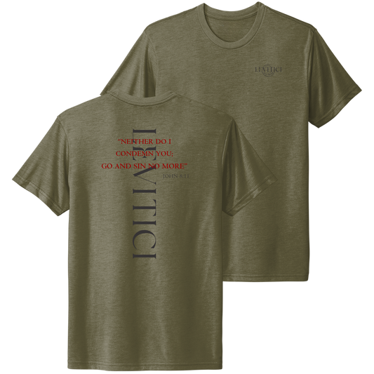 Sin No More T-Shirt Military Green Heather Front And Back