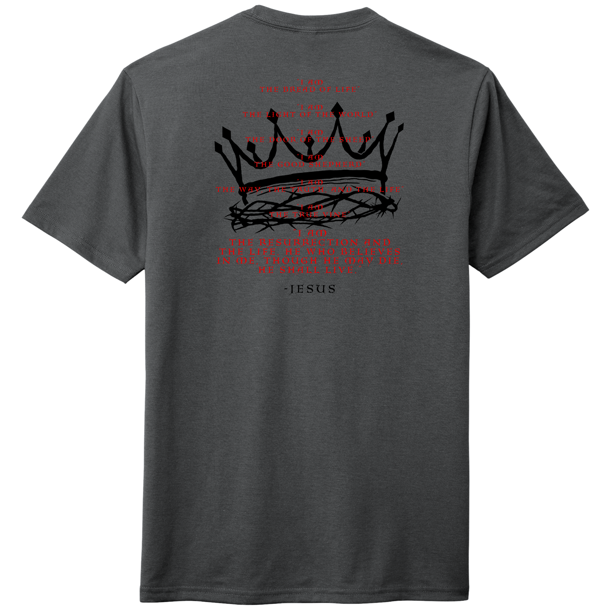 I Am T-Shirt Charcoal Gray Back