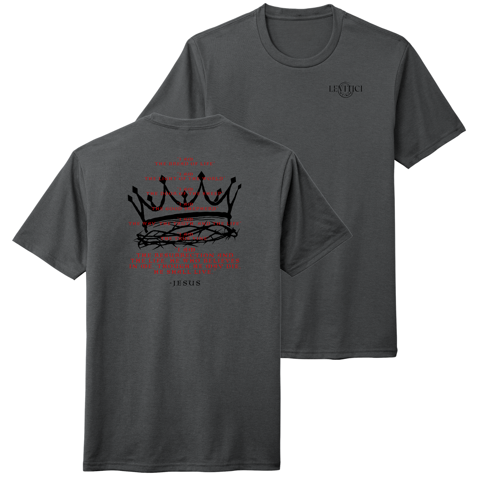 I Am T-Shirt Charcoal Gray Front And Back