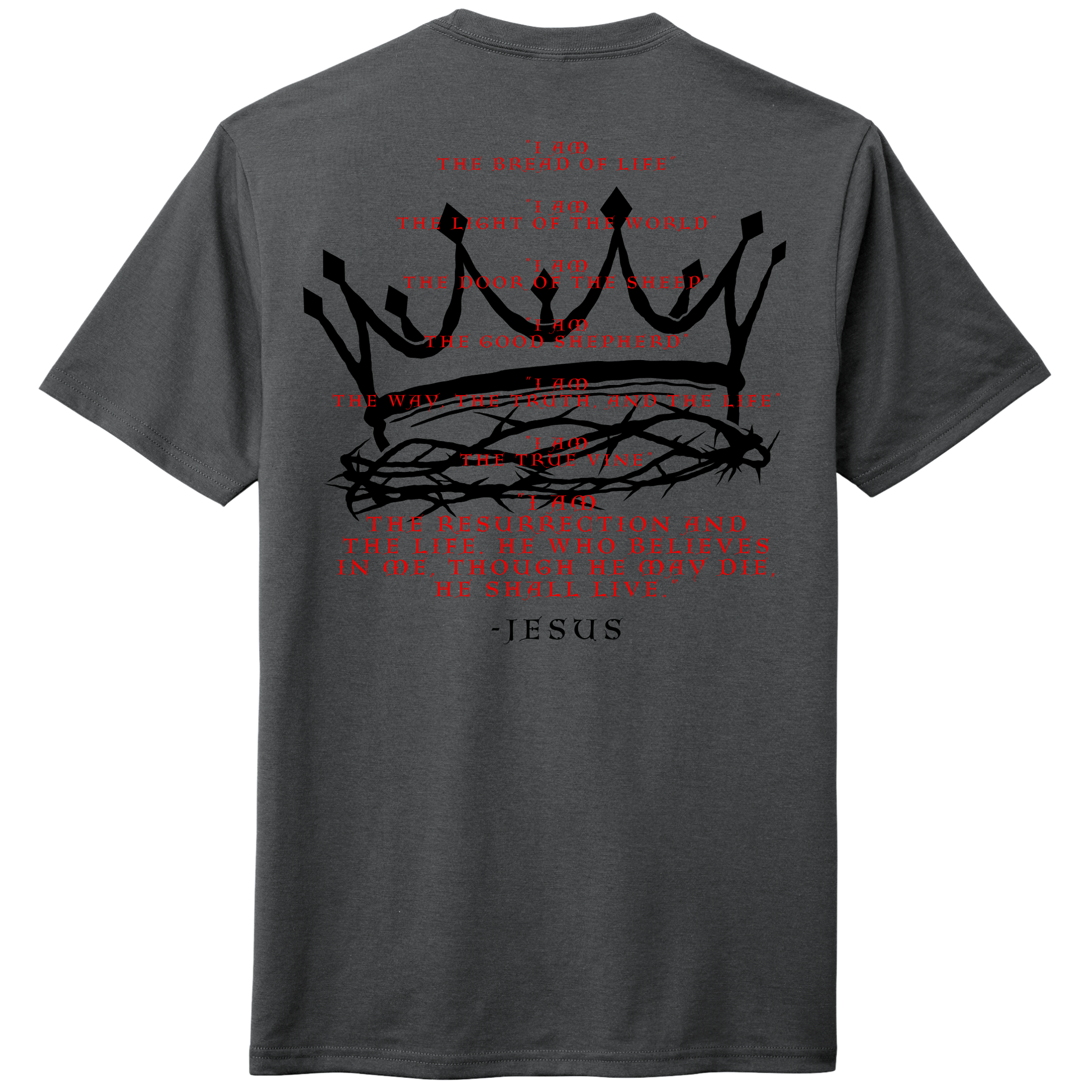 I Am T-Shirt Charcoal Gray Back