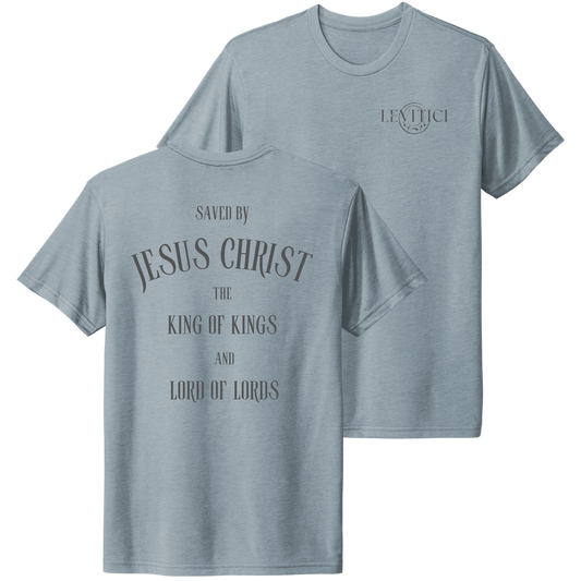 King of Kings T-Shirt Stonewashed Denim Front And Back