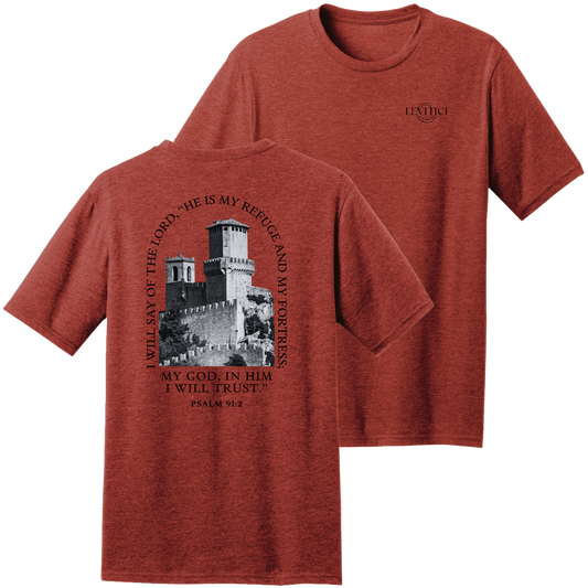 My Refuge T-Shirt Brick Red Front And Back
