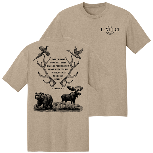 Shall Be Food T-Shirt Tan Front And Back