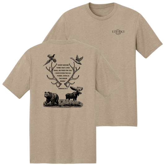 Shall Be Food T-Shirt Tan Front And Back